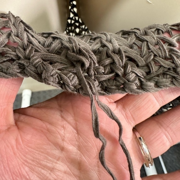 helmut lang knitted crochet long sleeve sheer high low sweater top - Picture 6 of 7